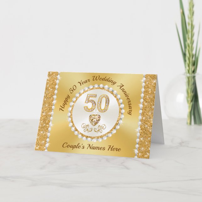 Großartiges Goldenes Glück, 50-jährige Jubiläumska Karte (Vorderseite)