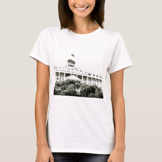 Großartiges Hotel, Mackinac Insel, Schwarzweiss T-Shirt (Vorderseite)