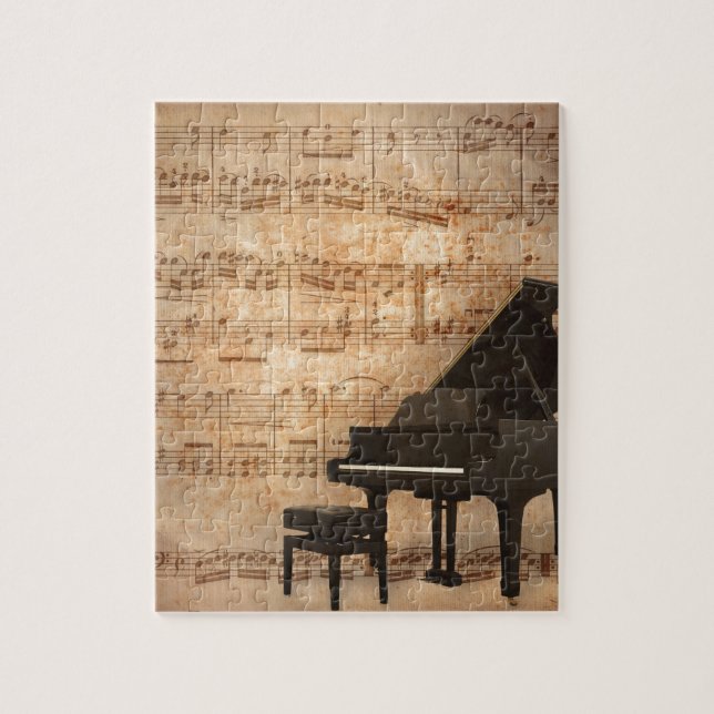 Großartiges Klavier mit Musiknoten (Vertikal)
