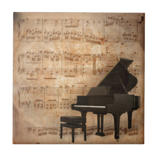 Großartiges Klavier mit Musiknoten Fliese