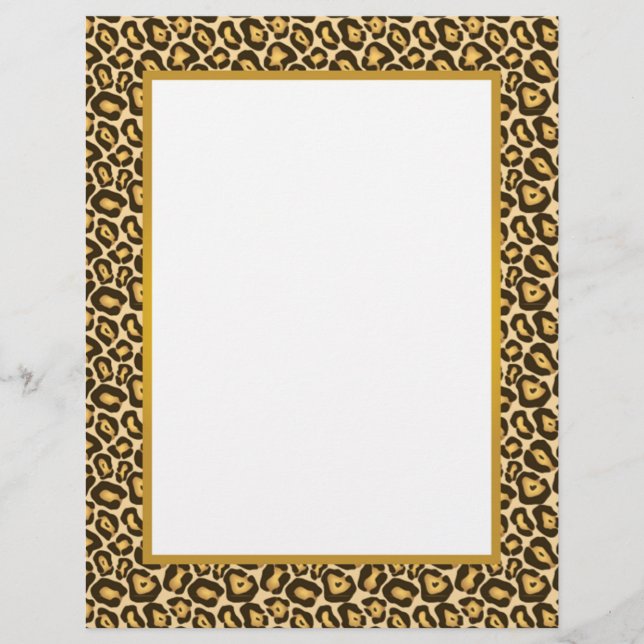Großartiges Leopard Print Border Stationery - Gold (Vorderseite)