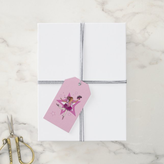 Großartiges Mädchen in Rosa und Weiß Geschenkanhänger (Mit Garn)