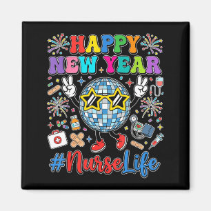 Großartiges Neues Jahr 2026 Nurse Leben Disco-Kuge Magnet