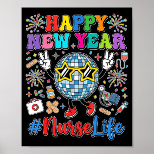 Großartiges Neues Jahr 2026 Nurse Leben Disco-Kuge Poster