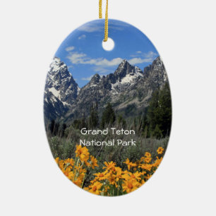 Großartiges Teton Frühjahr-Andenken-Foto Keramik Ornament