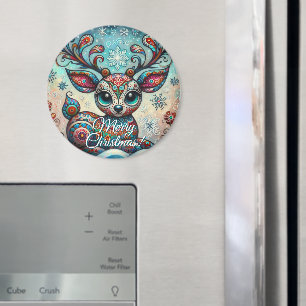 Großaugen-Weihnachts-Rentier-Volkskunst personalis Magnet