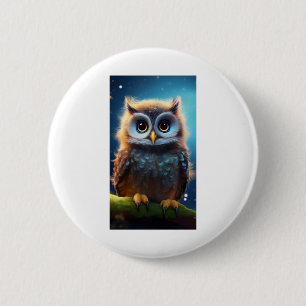 Großäugige Eule in einer magischen Nacht Oversized Button