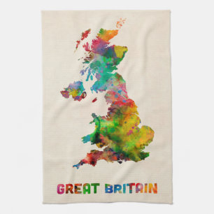 Großbritannien-Aquarell-Karte Handtuch