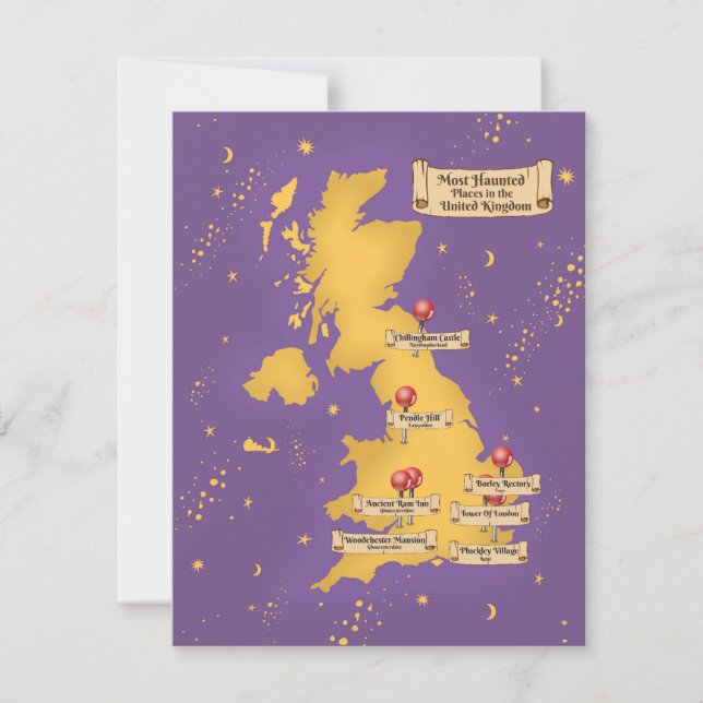 Großbritannien Die Spuk Orte Karte. (Vorderseite)
