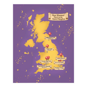 Großbritannien Die Spuk Orte Karte. Fotodruck