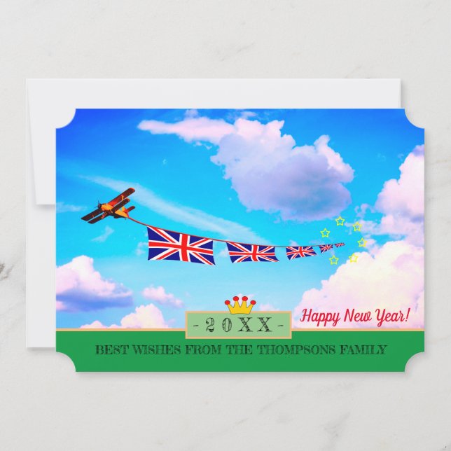 Großbritannien - Flugzeug & Happy New Year! Karte  (Vorderseite)