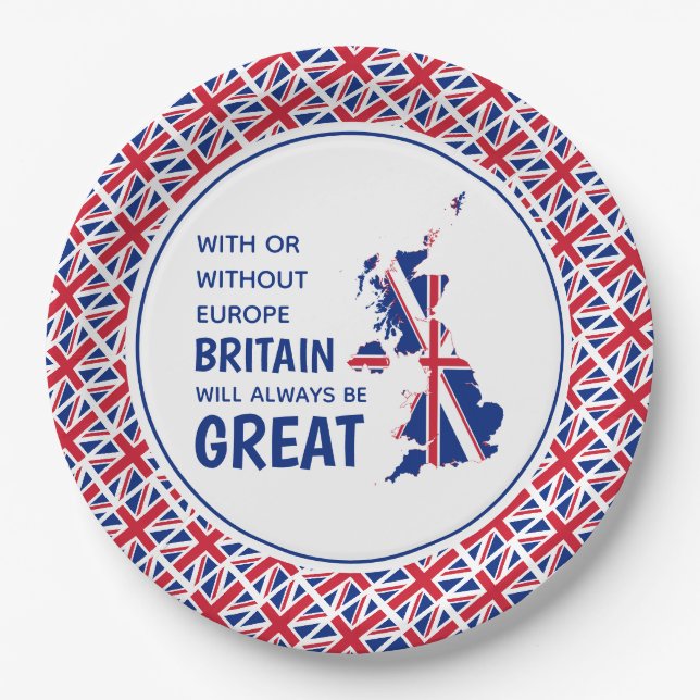 GROSSBRITANNIEN GIBT IMMER EINEN GROSSEN positiven Pappteller (Vorderseite)