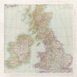 Grossbritannien, Irland - Karte von Glasuntersetzer