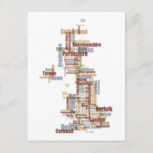 Großbritannien Landkreis Text Karte