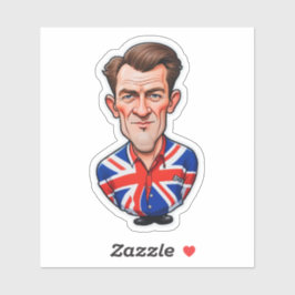 Großbritannien Männerkarikatur mit Flagge der Unio Aufkleber