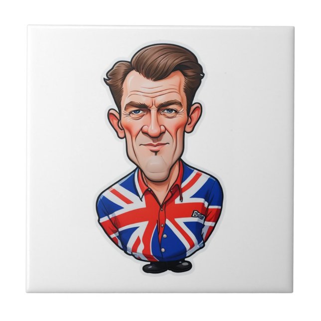 Großbritannien Männerkarikatur mit Flagge der Unio Fliese (Vorderseite)