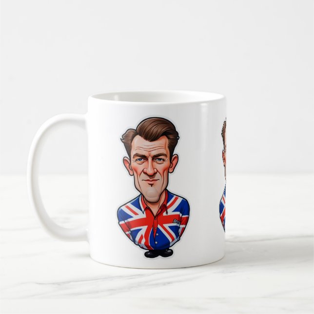 Großbritannien Männerkarikatur mit Flagge der Unio Kaffeetasse (Links)