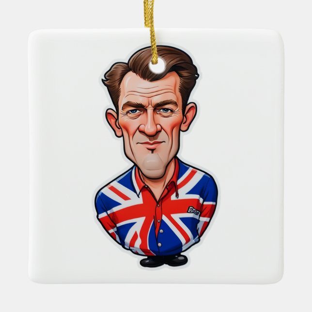 Großbritannien Männerkarikatur mit Flagge der Unio Keramikornament (Vorderseite)