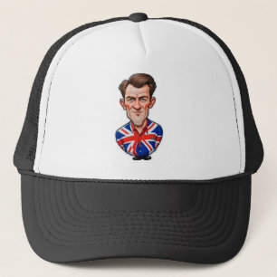 Großbritannien Männerkarikatur mit Flagge der Unio Truckerkappe
