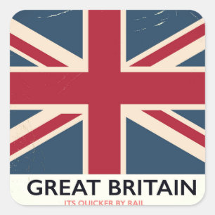 Großbritannien "Sein schneller per Bahn" Vintage-P Quadratischer Aufkleber