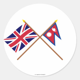 Großbritannien und Nepal gekreuzte Flaggen Runder Aufkleber