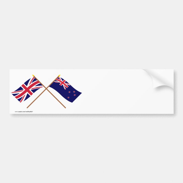 Großbritannien und Neuseeland gekreuzte Flaggen Autoaufkleber (Vorne)