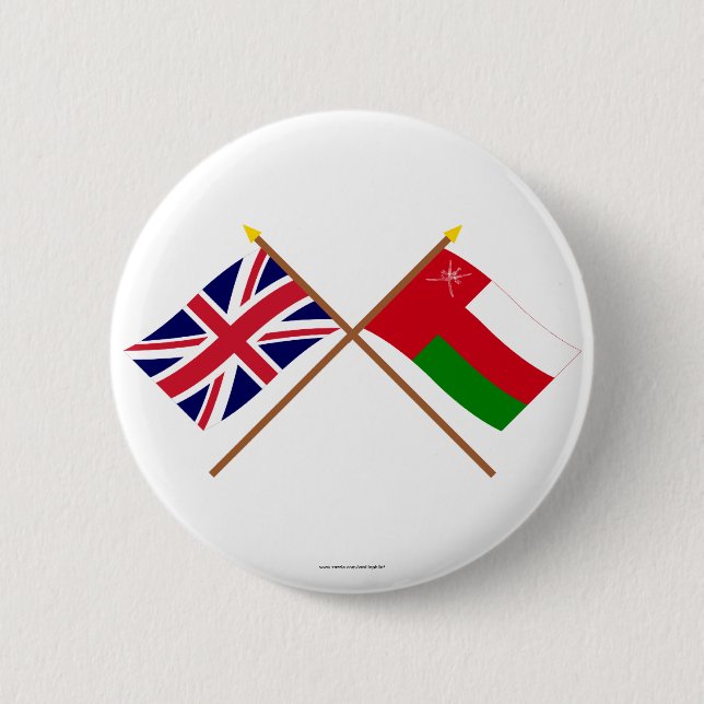 Großbritannien und Oman gekreuzte Flaggen Button (Vorderseite)