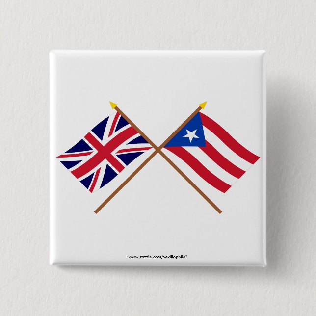 Großbritannien und Puerto Rico gekreuzte Flaggen Button (Vorderseite)