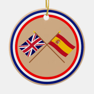 Großbritannien und Spanien gekreuzte Flaggen Keramikornament