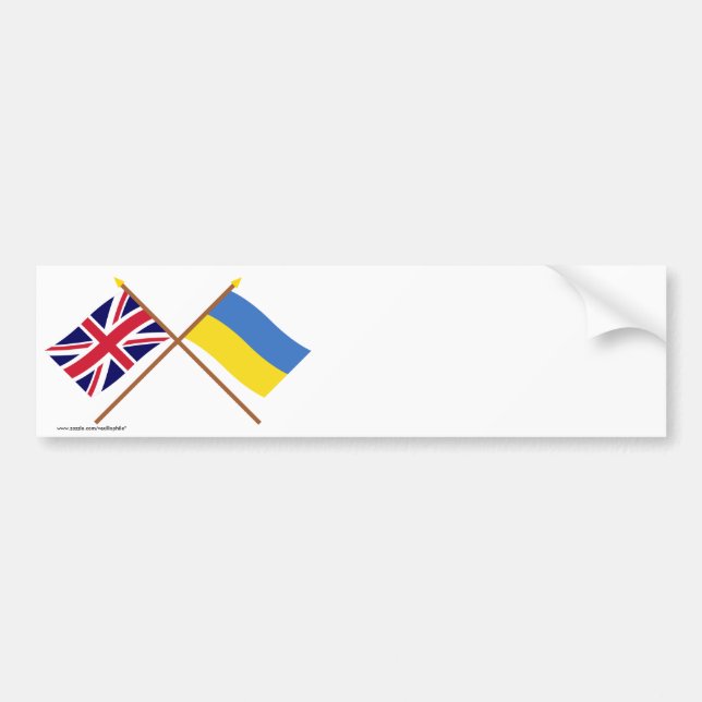 Großbritannien und Ukraine gekreuzte Flaggen Autoaufkleber (Vorne)