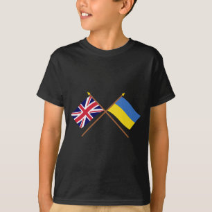 Großbritannien und Ukraine gekreuzte Flaggen T-Shirt