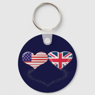 Großbritannien- und USA-Herz-Flagge und Schlüsselanhänger