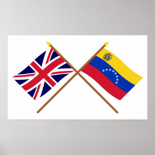 Großbritannien und Venezuela gekreuzte Flaggen Poster