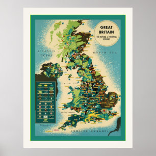 Großbritannien ~ Vintage Britische Reise Poster