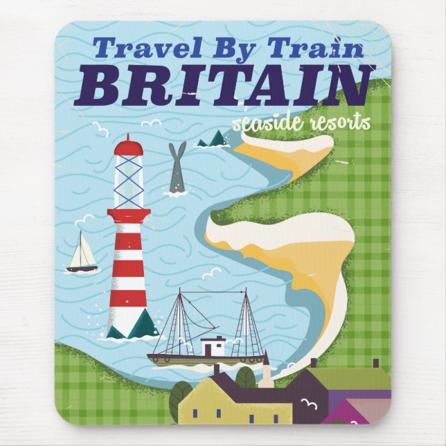 Großbritannien Vintages Bahnhofposter Mousepad (Vorne)