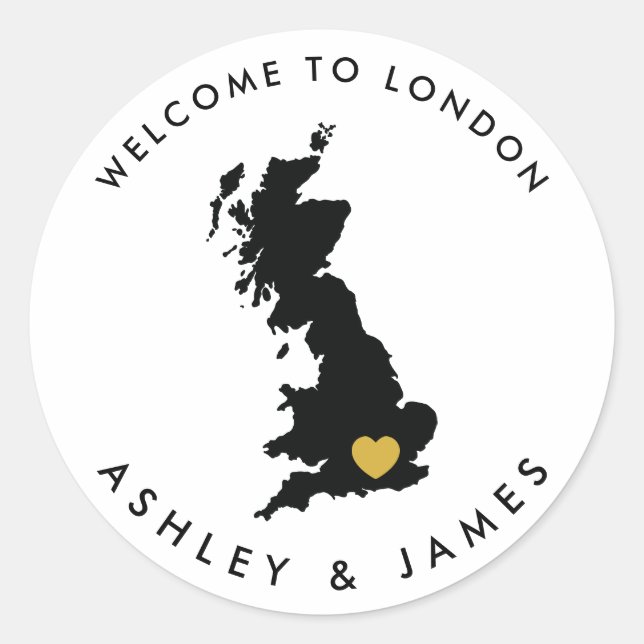 Großbritannien: Welcome Sticker, England Runder Aufkleber (Vorderseite)