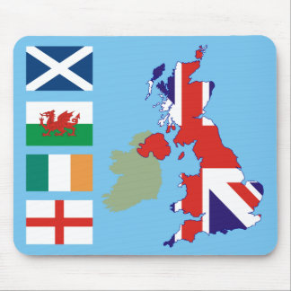 Großbritannienkarte und -flaggen mousepad