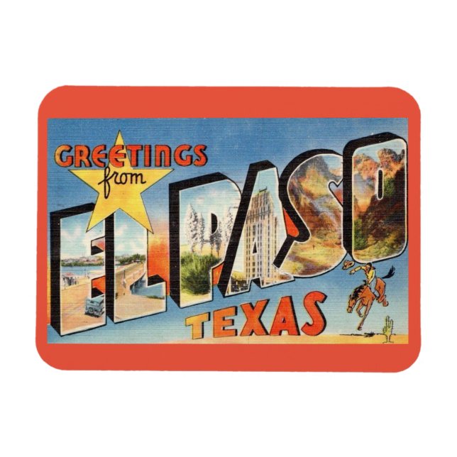 Großbuchstabe Gruß El Paso Texas Vintagen Stil Magnet (Horizontal)