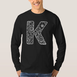 Großbuchstabe K  Floral Chic Boho Abstrakte Kritze T-Shirt