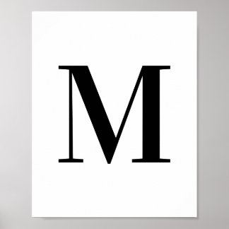 Großbuchstabe M Monogramm Schwarz/Weiß Poster