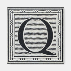 Großbuchstabe "Q" Holzschnitt-Initiale Magnet