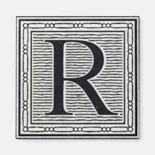 Großbuchstabe "R" Holzschnitt-Initiale Magnet