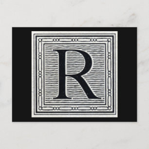 Großbuchstabe "R" Holzschnitt-Initiale Postkarte