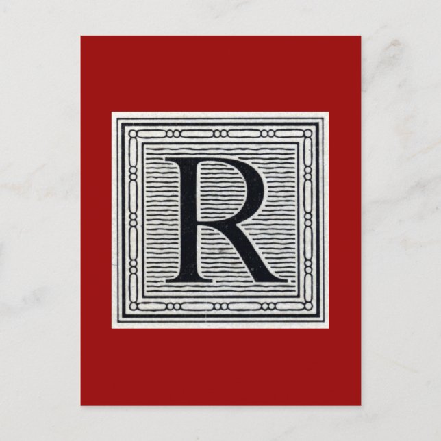 Großbuchstabe "R" Holzschnitt-Initiale Postkarte (Vorderseite)