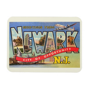 Großbuchstaben Gruß, Newark, NJ Vintag Magnet