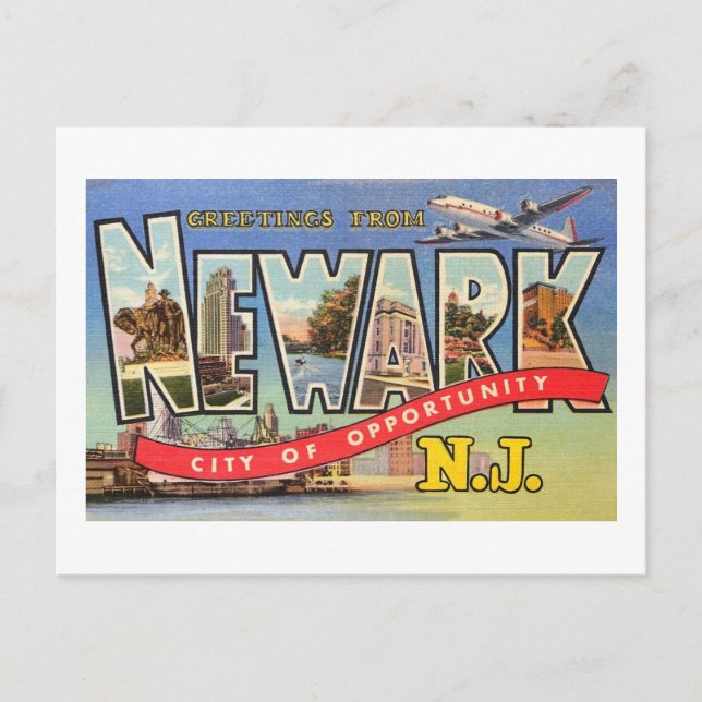 Großbuchstaben Gruß, Newark, NJ Vintag Postkarte (Vorderseite)