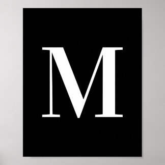 Großbuchstaben M Monogramm Weiß und Schwarz Poster