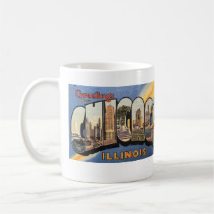 Großbuchstaben Vintage Chicago Postkarte Kaffeetasse