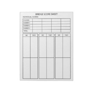 Großdruck-Brücke-Score-Block für Senioren Notizblock
