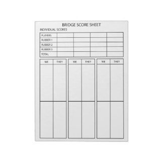 Großdruck-Brücke-Score-Block für Senioren Notizblock
